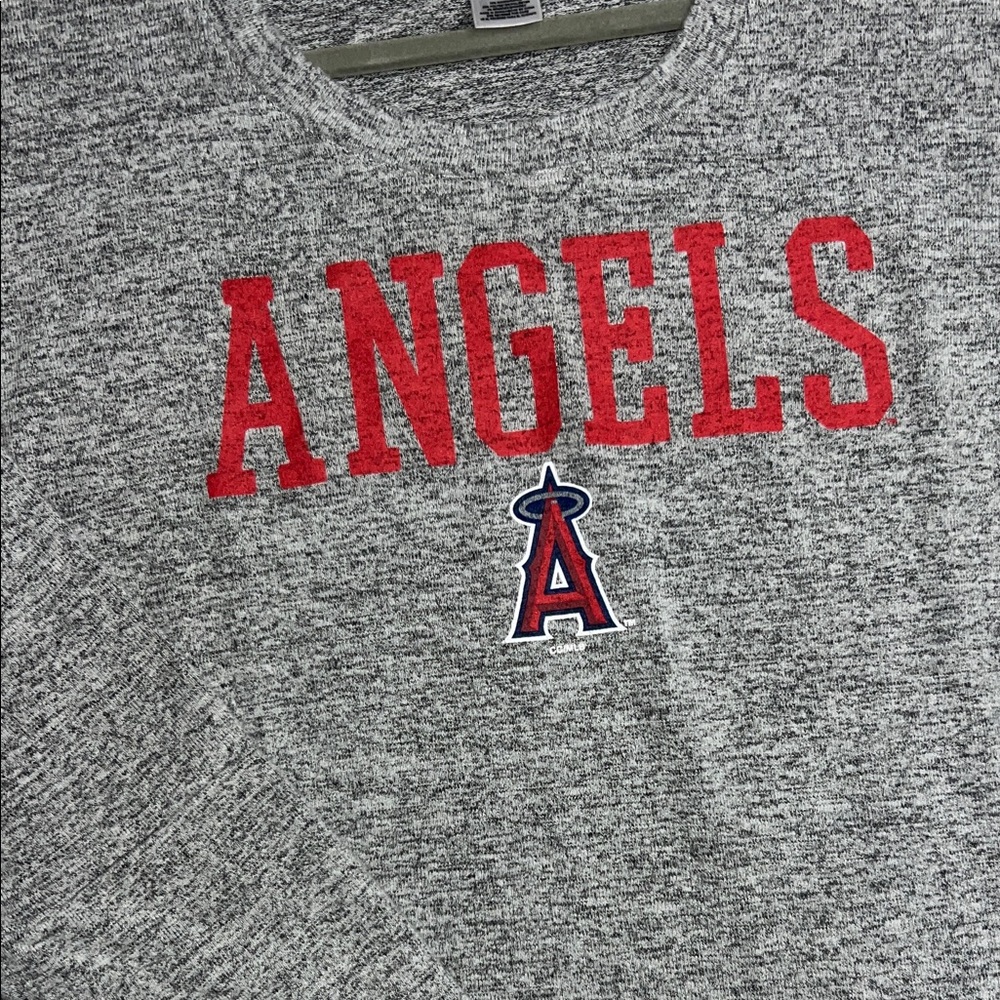Majestic Heather Gray Long Sleeve Tee with Red Angels Design XL - Picture 3 of 8